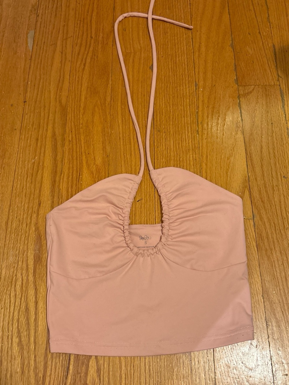 ReoRia Blush Pink Halter Keyhole Crop Top